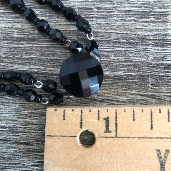 Vtg Black Faceted Glass Beaded Necklace - Picture 12 of 13